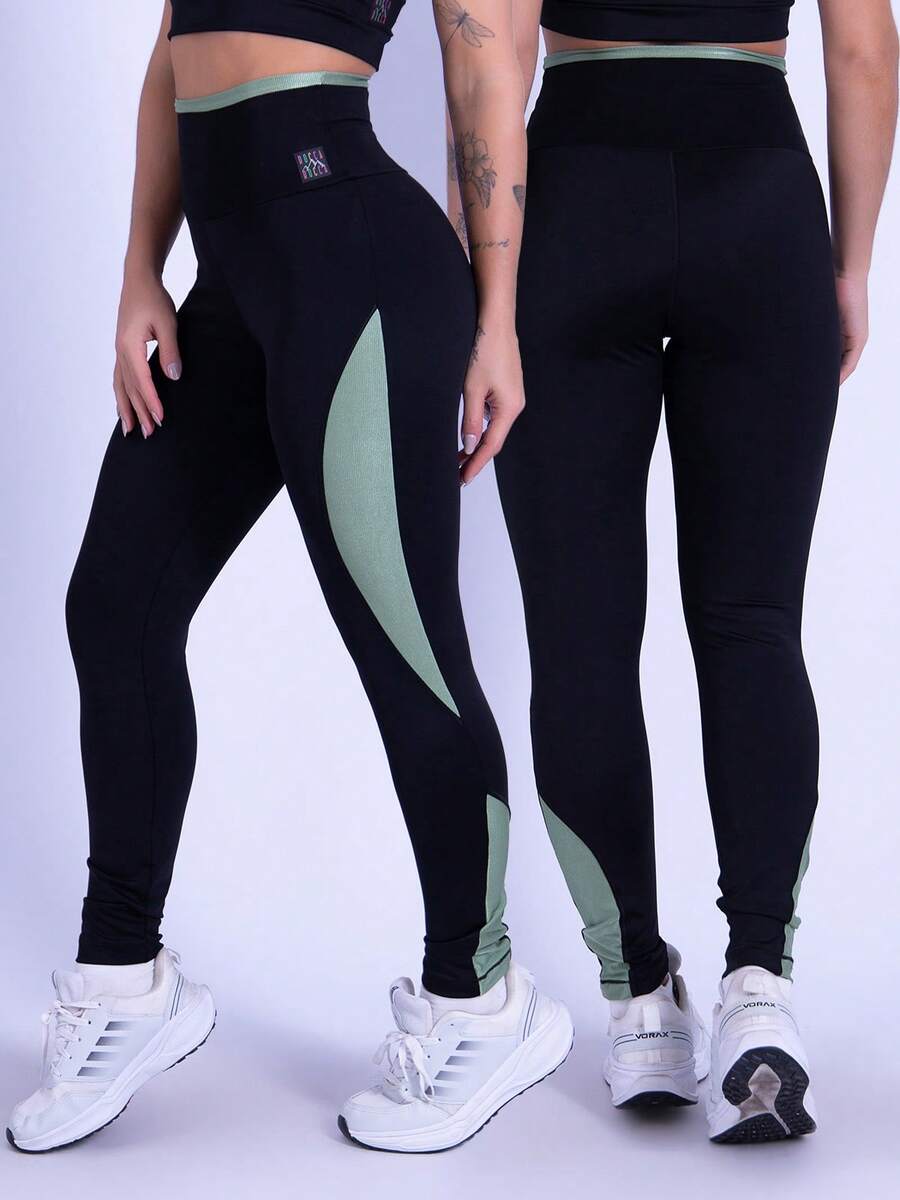 Rocca Fitness High Waist Polyamide Legging Pants Ponta Lagoinha - 綠色 - 查看 1