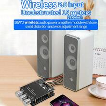 双通道立体声音频功率放大器模块，支持无线+辅助音频输入，独立低音和高音调节，数字高保真音频功率放大器模块，应用广泛。