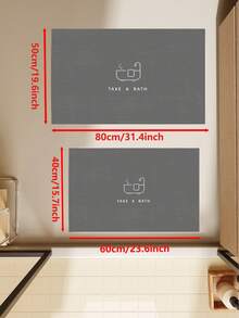 1 件装长方形吸水浴室垫，可水洗灰色地毯，硅藻土材质，适用于浴室、厨房、门垫、家居装饰、浴室装饰、户外地毯、门垫、秋季装饰、浴室配件、返校季、玄关装饰