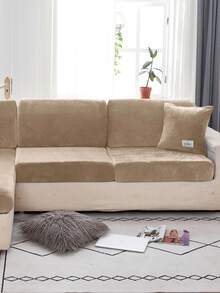 1pc Velvet Sofa Cover Elastic Thicken Anti-Slip Sofa Slipcovers For Living Room Bedroom Outdoor Sofa Protection Pet Stain Prevention 4-Season Sofa Seat Cushion Cover For L-Shaped Single Seat Recliner And 1/2/3/4 Seater Sofas Autumn Home Decor Sofa Throw Cover All Seasons Easy To Install And Remove - 駝色 - 查看 7