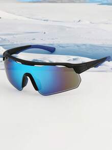 男女通用双色穿孔运动眼镜，女士户外骑行眼镜，大框休闲户外装饰眼镜，适合旅行和日常休闲佩戴 - 彩色 - 查看 8