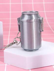 1 cenicero portátil de material metálico con forma de lata, diseño abatible, equipado con un accesorio de llavero, fácil de transportar, adecuado para uso en exteriores, el hogar y el automóvil, regalo de cenicero