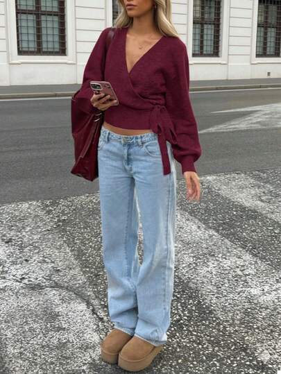 Knotted Comfortable & Elegant Cardigan Sweater, Unique Styling, Suitable For Autumn/Winter Everyday, Commuting, Dating, Travel And Various Occasions