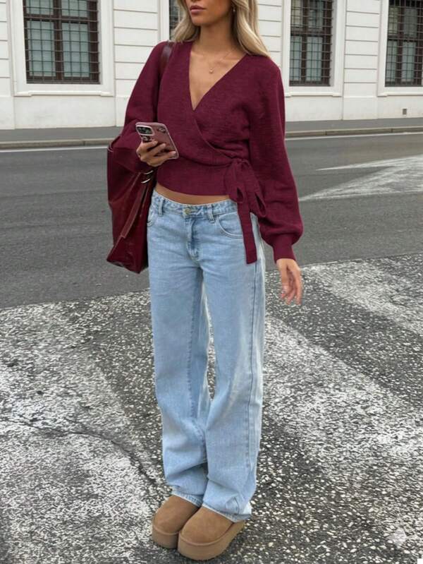 Knotted Comfortable & Elegant Cardigan Sweater, Unique Styling, Suitable For Autumn/Winter Everyday, Commuting, Dating, Travel And Various Occasions