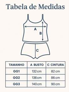 Kit com 3 Baby Doll Plus Size em  Poliéster Estampado Short Doll Feminino Pijama Adulto mais Conforto para Dormir. - Multicolorido - Visão 11