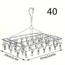 Stainless Steel Multi-Clip Sock Drying Rack With Swivel Hook - Windproof Clothes Hanger For Socks, Bras, Underwear - Essential Laundry Accessory, Clothes Pins,Valentine's Day Home Decor - Multicolor - View 9