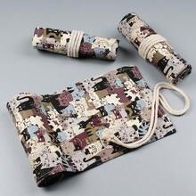 Cat Canvas Roll Up Pencil Cases Pen Curtain Pencil Bag Case Makeup Wrap Holder Storage Pouch School Supplies - Multicolor - View 4