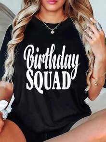 Camiseta "Turma do Aniversário" 100% Algodão, Camiseta "Turma do Aniversário", Camiseta Presente para a Turma do Aniversário, Camiseta Feminina e Masculina para Férias de Verão, Camiseta Macia, Modelagem Relaxada, Blusas Clássicas e Confortáveis - Preto - Ver 5