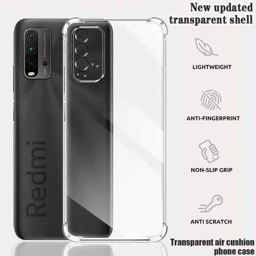 Transparent Anti-Fall Cushion Phone Case, Suitable For Redmi Phones, Transparent Anti-Fall Phone Case, Phone Protective Cover, Phone Case, Phone Holder, Anti-Fall Phone Case, Transparent Phone Case, Minimalist Phone Case, Solid Color Phone Case, Transparent Phone Case, TPU Anti-Fall Phone Case, Slim Phone Case - Clear - View 1