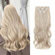6pcs Clip In Hair Extensions 22Inch Wavy Synthetic Long Hair Extensions For Women Natural Look Thick Volume - Multicolor - View 11