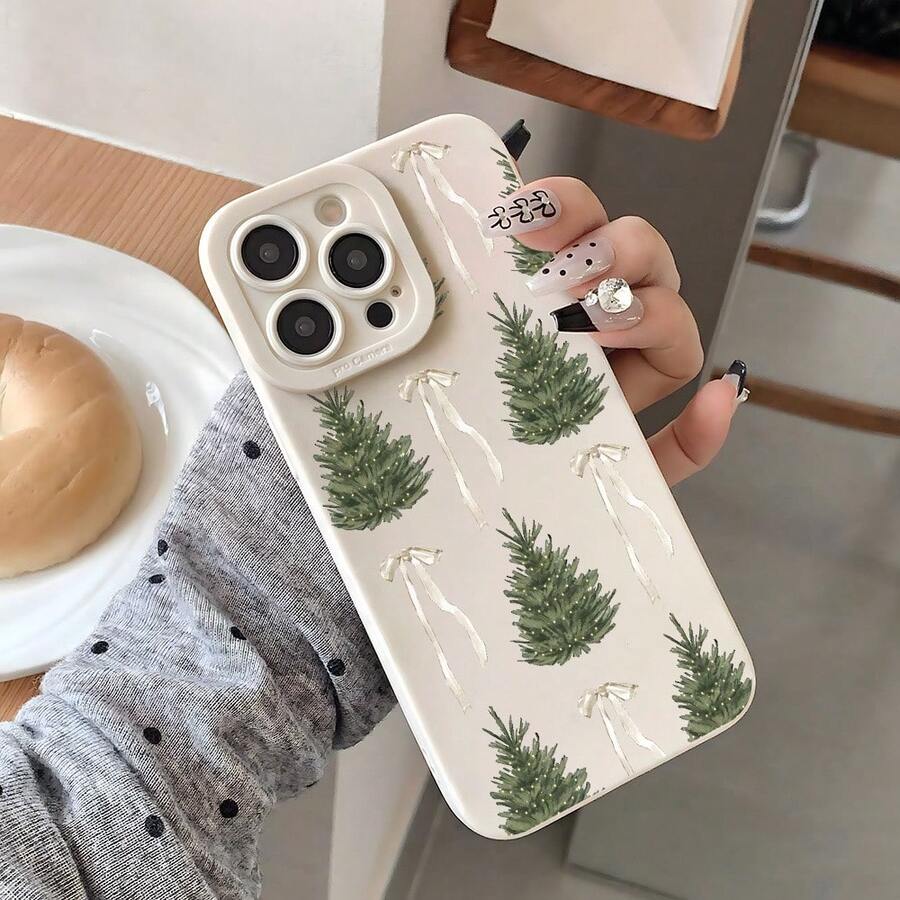 Apple  17 Pro Max 17 Pro 17 Merry Christmas Tree Bow Design, Happy Phone Case, Full Shockproof Fashion Phone Case, Suitable For  17/16E/16/15/14/13/12/11/8/7 Pro/Pro Max/Plus/X/Xs/Xr/Xs MAX, Camera Protection, Phone Case Protection, Gift, Phone Case With Plants, Ski Phone, Coconut Tree Pattern, Suitable For Oppo A Men's Phone Case, Snow Scene Phone,  Ski Phone, Convenient Phone Case-For-Your-New- - 1PC - View 1