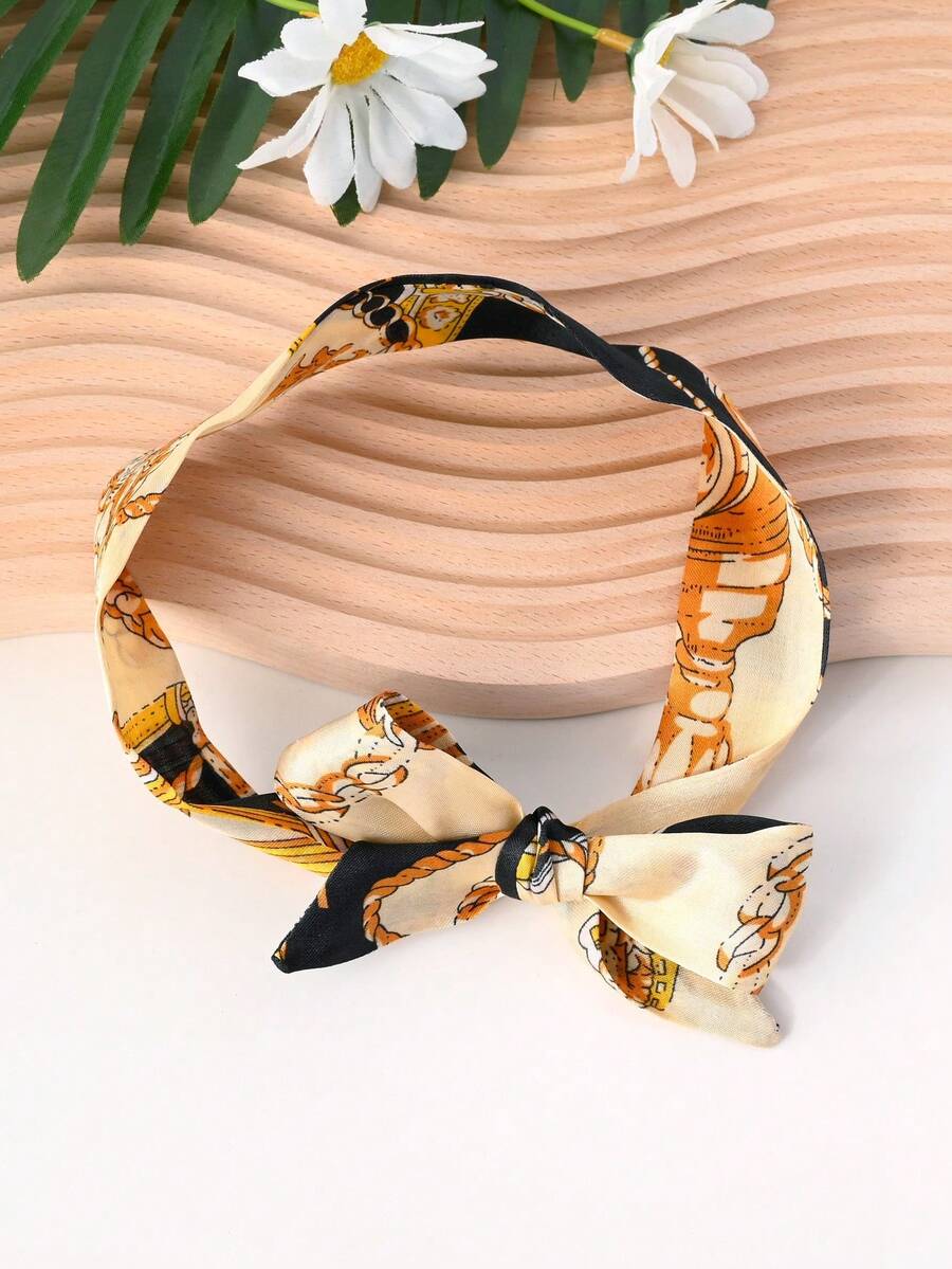 American Retro Edgy Leopard Print Scarf Choker - Tie-Up Style, Versatile Neck Warmer For Work & Casual Outfits - 25-1097-04 - 查看 1