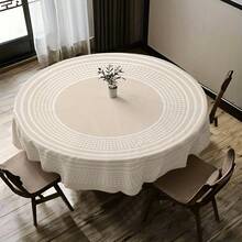 1 Piece Round Tablecloth - Light Beige Floral Print Polyester, Durable And Easy To Clean, Suitable For Standard Dining Tables, Kitchen And Restaurant Decoration, Essential For Parties And Gatherings, Elegant Table Cloth, Convenient To Clean - 彩色 - 查看 3
