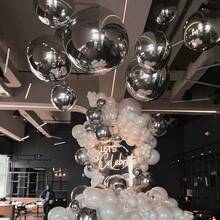 6pcs Large 22 Inch 4D Metallic Silver/Pink/Colorful Aluminum Film Balloons, Large Round Mylar Balloons, Suitable For Weddings, Party Decorations, Anniversaries, Birthday Parties, Disco Party Decorations, Home Decorations - 銀色 - 查看 5