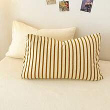 1 Set Autunno/Inverno Copripiumino in Velluto di Latte a Righe 3 Pezzi (1 Copripiumino + 2 Federe, Piumino e Cuscini Non Inclusi), Design Semplice, Spesso e Caldo, Lavabile in Lavatrice, 180gsm, Angoli Sagomati, Misura Singola/Matrimoniale