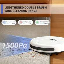Three In One Vacuum Cleaner, Suitable For Floor Cleaning, Pet Hair Cleaning, Paper And Garbage Cleaning, Multi-Functional Robot Vacuum Cleaner, 1500Pa Suction, 150 Minute Battery Life, Powerful Cleaning Upgraded - Black - View 5