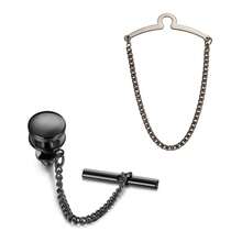 Sanfenly Tie Clips For Men - Black, Blue, Gold, Silver Tie Bars With Chain Set - Valentine's Day, Father's Day