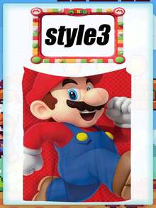 Super Mario 马里奥3D卡片印花超级马里奥毯，超级马里奥保暖毯，数码印花法兰绒毯套，让每个角落都充满幸福和欢乐，成为派对的焦点