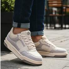 Elden Men's Casual Original Sneaker Street Skate Shoes E2200 - 米色和灰色 - 查看 2