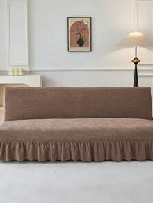 1pc High Elastic Jacquard Ruffled Sofa Bed Cover, Foldable Armless Sofa Bed Full Wrap-Around Sofa Bed Cover, Suitable For Living Room, All Season