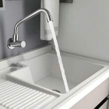 单把手不锈钢浴室厨房水槽水龙头户外露台水龙头，壁挂式 - 彩色 - 查看 2