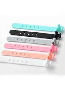 3pcs 5-Hole Silicone Cable Organizer: Keep Your Headphones, Chargers, And Data Cables Neatly Organized And Easily Accessible! Reusable Silicone Cable Organizer For Storing And Managing Cables, Equipped With A Strap And Multi-Function Clip, Suitable For Keeping Food Fresh And Headphone Cables Tidy. (Random Color)