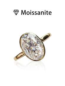 1pc Women's Wedding Ring, Simple Egg-Shaped Ring, 2.3g 925 Sterling Silver, 2 Carat Moissanite, Bohemian Palace Style, Engagement, Wedding, Anniversary, Valentine's Day Gift, Comes With Moissanite Certificate And Elegant Gift Box