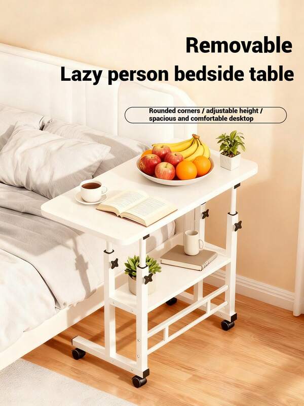 Super life Mesa portátil para laptop com rodinhas, 1 peça - Mesa lateral móvel com altura ajustável e rodas, mesa em formato de C de 23,7"/31,5" para cama, sofá, sofá, escritório doméstico - Rodízios com trava