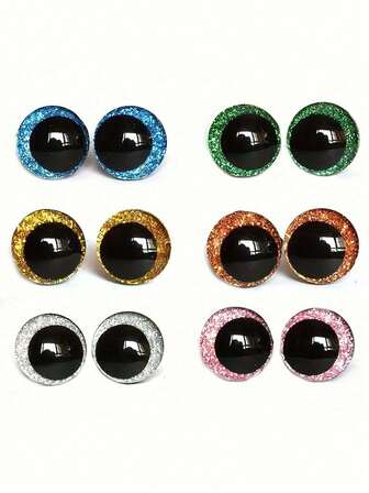 10pcs Glitter Safety Eyes,Sparkling Safety Eyes For Dolls,Knitted Felt Dolls, 3D Glitter Plastic Craft Eyes For DIY Puppet, Bear, Toy Making Supplies, 12/14/16/18/20/25/30mm, Six Colors