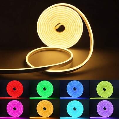 1 cuộn đèn LED neon RGB 1M/2M/3M/4M/5M, đèn neon điều khiển từ xa, đèn LED trang trí tạo không khí, trang trí tiệc tùng, trang trí nhà cửa, đèn nền TV, đèn neon tự làm, thích hợp cho đèn nền TV, thiết lập chơi game, trang trí nhà cửa, các dự án tự làm, sinh nhật, phim ảnh, kỷ niệm, tiệc tùng