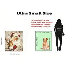 GEL HUT MUN Comfortable Christmas Flannel Blanket - Vintage Santa Claus And Reindeer Design, Soft And Warm, Suitable For Sofa, Bed, Office, All Season Low Allergy Gift Blanket