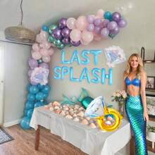 LaVenty Last Splash Banner Balloons Blue White Coastal Bachelorette Decorations Bridal Party Sign Bride To Be Background Beach Bach Supplies - Nhiều màu - Xem 6