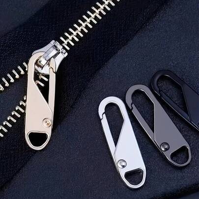 Zipper Pull Replacement, 4 Counts Detachable Zipper Head, Reusable Zipper Pull For Travel Bags, Clothing, Backpacks, Boots, Wallets, Adjustable Zipper, Reusable Durable Zipper, Secure Zipper Closure, Clips, Removable Zipper, Durable Metal Zippers