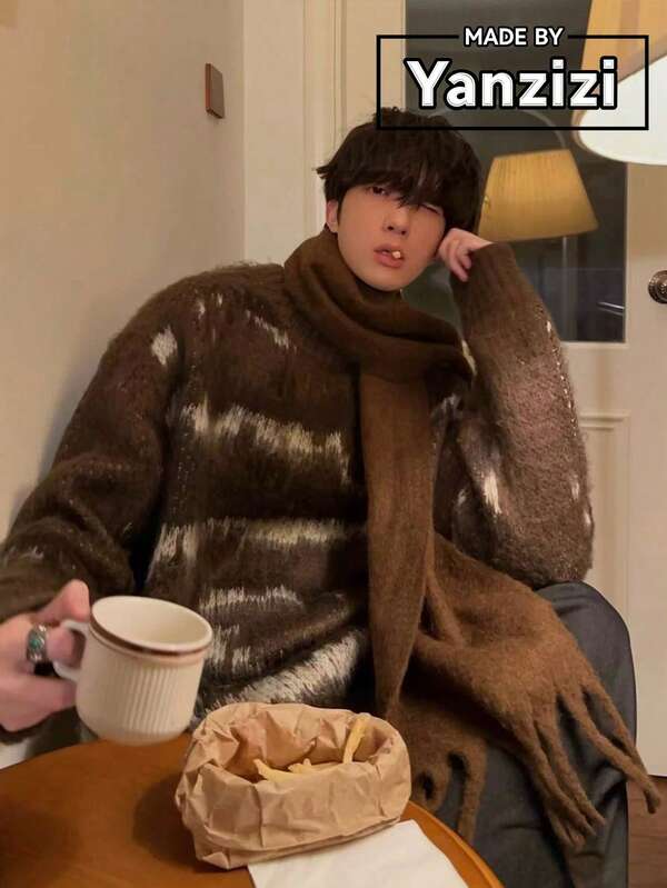 1pc Men's Winter Scarf, Couple Scarf, Cashmere Warm Solid Color Shawl, Coffee-Colored Thick Soft Scarf, Long Fringed Shawl, Fashionable Winter Scarf, Men's Adult Scarf, Brown Scarf, Stylish Cashmere Cape, Luxurious Cashmere, Bright Light Blue Solid Women's Scarf, Winter Shawls And Wraps, Women's Square Scarf, Thick Solid Color Blanket Scarf With Fringes, Winter Warm Thick Wool Knitted Fringed Shawl, Wearable