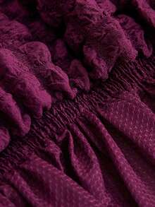 1件纯色弹力沙发套，柔软泡泡雪纺面料，带裙边，现代简约风格，适用于客厅、卧室、户外沙发、L型组合沙发垫套，1/2/3/4人座，家居装饰沙发套 - 深紫色 - 查看 10