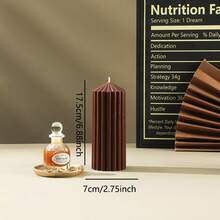 1 pieza Vela perfumada con forma de cilindro puntiagudo de estilo europeo a rayas, accesorio de decoración del hogar (excluyendo los accesorios de la foto) - Multicolor - Ver 9