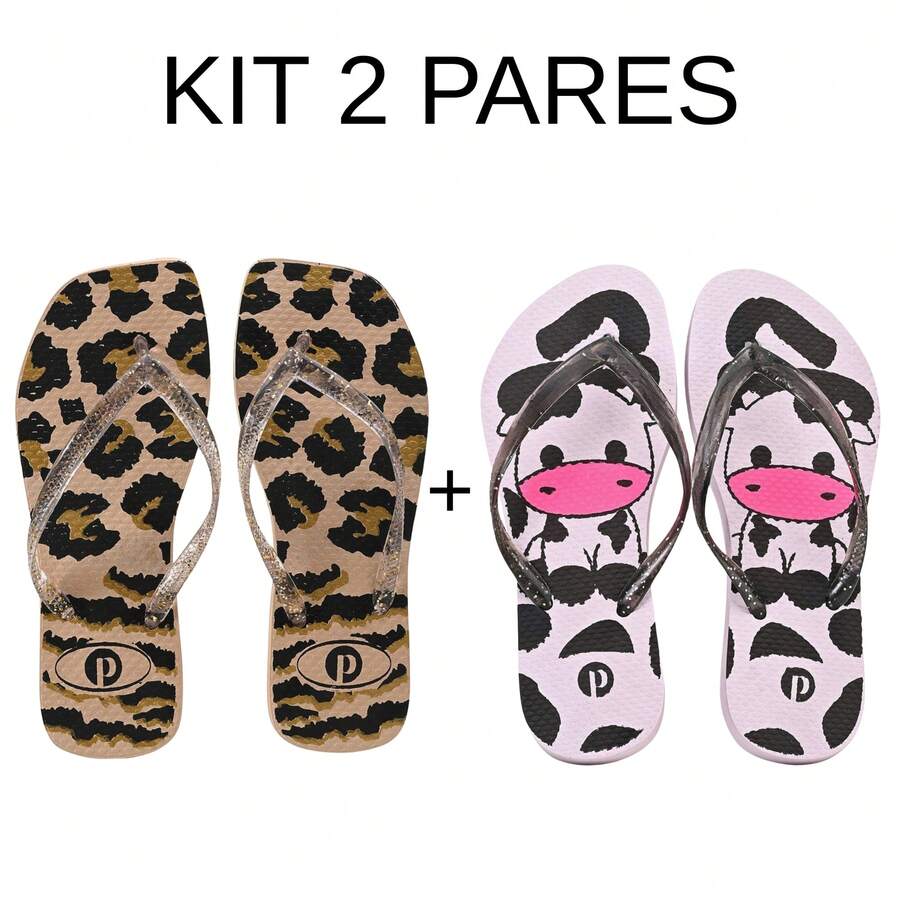 Comfortable Soft Women's Flip Flops - D2.15-jaguar-white Cow - View 1