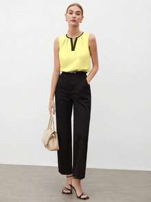 MARILYN MONNA New Women's Elegant And Romantic Urban Chic Versatile Office Wear Blouse, Suitable For Wedding Guest, Party, Concert, Brunch, Airport, Daily Fashion, Black Block Off Shoulder Top - 淡黃色 - 查看 7