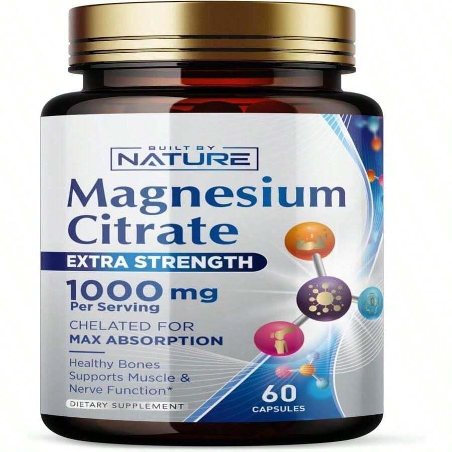 Magnesium Citrate 1000mg - Max Absorption &Amp; High Potency Magnesium Complex Supplement For Heart, Muscle, Nerve, Bone Health &Amp; Stress Relief - Non-GMO, Gluten-Free - 120 Vegan Capsules - Tên hương vịA - Xem 1