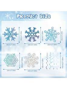 24 pezzi Decorazioni a spirale appese con fiocchi di neve blu e argento, ghirlanda di fiocchi di neve arcobaleno per soffitto, decorazioni per feste a tema Frozen, adatte per Capodanno, compleanni, feste di Natale, decorazioni invernali - Multicolore - Visualizzare 3