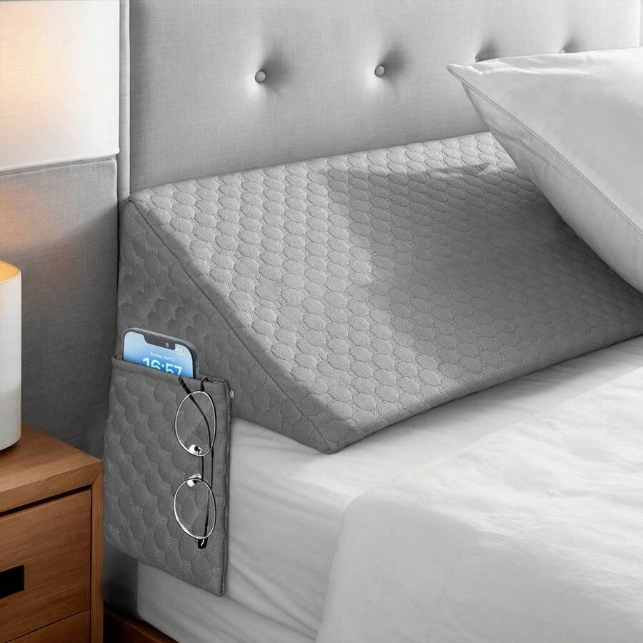 Bed Wedge Pillow For SleepingBed Wedge Ergonomic Sleeping Pillow, Soft Dual Layer, Breathable, Headboard Triangle Sleep Support For Reading