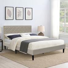 Padded Headboard Fabric Bed Frame Grey Stone Blue In 3ft Single 4ft6 Double  5ft King - Stone - View 1