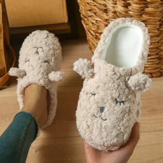 Cute Cartoon Animal 3D Sheep, Soft & Comfortable Indoor Slippers For Women, Ideal For Home, Vacation, Leisure, Winter Gift For Loved Ones