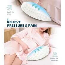 Almohada de embarazo para mujeres embarazadas, almohada corporal suave para embarazo, apoyo para espalda, caderas, piernas, almohada de maternidad con funda de algodn desmontable y ajustable - blanco - Ver 4