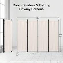 Kecreque Divisor de habitacion de 4 paneles divisores de habitacion y pantallas plegables de privacidad con 3 pies de metal pared portatil de 88 pulgadas de ancho doble como divisor de pared para - blanco - Ver 2