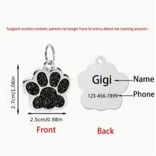 1 Pieza de Placa de Identificación Personalizada para Mascotas, Placa de Identificación en Forma de Garra de Color Rosa para Mascotas, Nombre de Mascota Personalizable, Número de Teléfono, Previene que la Mascota se Pierda, Placa de Identificación con Diseño de Pata de Gato que No se Desvanece, Placa de Identificación para Collar de Perro
