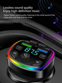 MP3 Player, FM Radio, Bluetooth 5.0 Audio Transmission Car Charger, Supports QC3.0 Dual Port Fast Charging, Smart Memory Of Last Playback Progress, CD-Level Audio Quality With Dual-Mode Anti-Interference Chip. Cigarette Lighter Plug-In Design Fits 99% Vehicles, LED Voltage Display Screen. (Please Check Details Carefully Before Purchase...) - Black - View 9