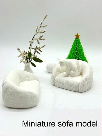 Plastic Doll House Sofa Chair, Miniature Sofa Model, Realistic Scaled Down Sofa, Miniature Leisure Stool Decor, Accessory For Dollhouse - Suitable For Decorative Model House