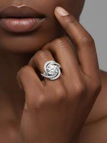 1pc Women's Wedding Ring, 3.8g S925 Sterling Silver, 2 Carat Moissanite, Bohemian Palace Style, Engagement, Wedding, Anniversary, Valentine's Day Gift, Comes With Moissanite Certificate And Elegant Gift Box - Silver - View 6