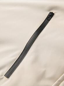 Men's Loose Hooded Padded Coat With Fur Collar, Winter - Apricot - View 3